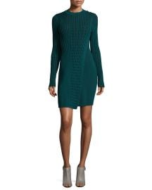 Opening Ceremony Ribbed Faux Wrap Sweaterdress in Fern Green at Neiman Marcus