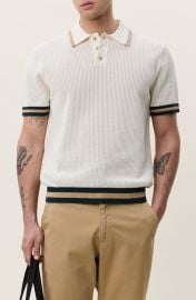 Openwork Cotton Polo Sweater at Nordstrom
