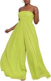 Ophestin Off Shoulder Smocked Wide Leg Jumpsuit at Amazon