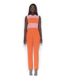 Orange Collared Color Blocking Jumpsuit Tristan Arch at Tristan Arch