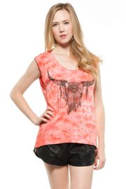 Orange Cow Skull Tee by Signorelli at Sugarilla