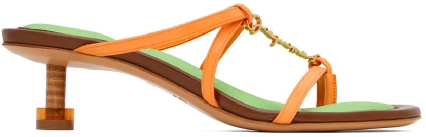 Orange Le Raphia Les Sandales Basses Pralu Heels at ssense