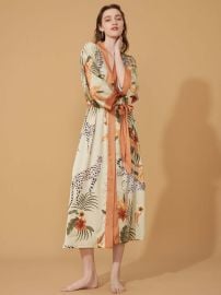 Orange Leopard Kimono Robe at Ulivary