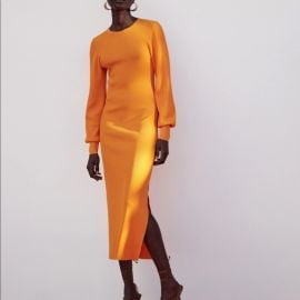 Orange Rib Knit Dress at Zara