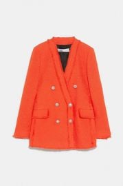 Orange Tweed Blazer by Zara at Zara