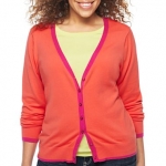 Orange and pink trim cardigan at JCPenney at JC Penney