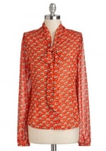 Orange print shirt from Modcloth at Modcloth