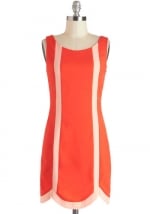 Orange shift dress at Modcloth