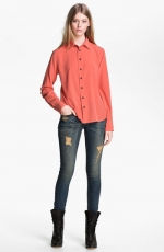 Orange shirt with black buttons by Rag and Bone at Nordstrom