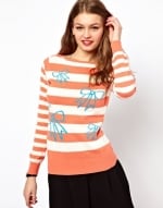 Orange striped sweater with bows at Asos