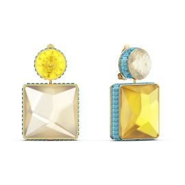 Orbita drop earrings Asymmetrical Square cut Multicolored Gold-tone plated at Swarovski