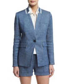 Orchid Chambray Upcollar Jacket by Veronica Beard at Neiman Marcus