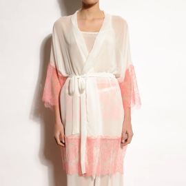 Orchid Georgette amp Chantilly Lace Trim Short Robe  Carol Coelho  Wolf amp Badger at Wolf & Badger