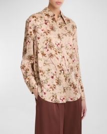 Orchid Vine Silk Long-Sleeve Blouse at Neiman Marcus
