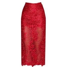 Orchidea Lace Skirt Red at Wolf & Badger