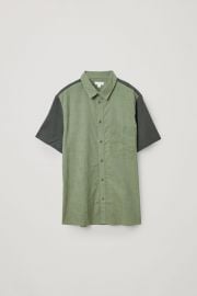 Organic Cotton Contrast Panel Stripe Shirt at Cos