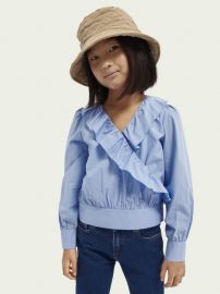 Organic Cotton Ruffle Wrap Top at Scotch & Soda