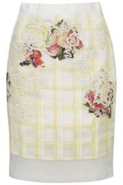 Organza Check Floral Skirt at Topshop