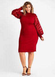 Organza Sleeve Sweater Midi Dress by Eloquii at Ashley Stewart