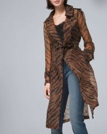 Organza Tiger Print Trench Coat at White House Black Market