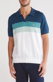 Original Penguin Stripe Cotton Jersey Polo in Blue Wing Teal at Nordstrom Rack at Nordstrom Rack