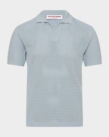 Orlebar Brown Mens Roddy Waffle Mesh Stitch Short Sleeve Polo Shirt at Neiman Marcus