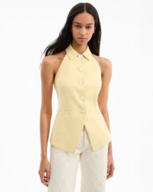 Orlinda Halter Neck Vest in Yellow Chamomile at Veronica Beard