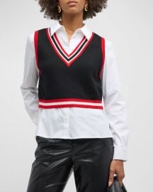 Orly Tipped Sweater Vest Combination Tunic at Neiman Marcus