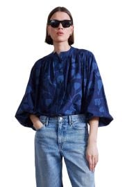 Oro Top in Indigo Trellis Bunny and Babe Winnetka at Bunny and Babe