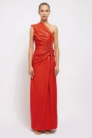 Orson One Shoulder Midi Dress - Flame Orange SIMKHAI at Simkhai