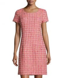 OscaOscar de la Renta Tweed Cap-Sleeve Sheath Dress in Ruby at Last Call