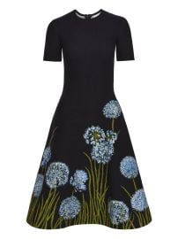 Oscar De La Renta Allium Jacquard Midi Dress Blue at Farfetch