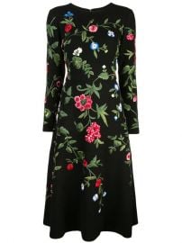 Oscar De La Renta Botanical Garden Embroidered Dress - Farfetch at Farfetch