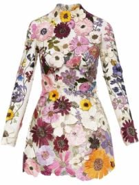 Oscar De La Renta Floral Embroidered Mini Dress - at Farfetch