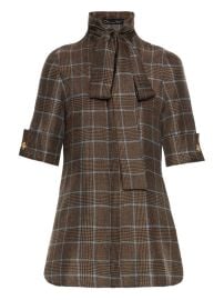 Oscar De La Renta Prince Of Wales Check tie-neck Blouse Brown at Farfetch
