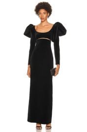 Oscar De La Renta Puff Sleeve Scoop Neck Velvet Gown at Forward