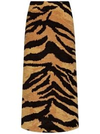 Oscar De La Renta Tiger Chenille Jacquard Pencil Skirt - at Farfetch