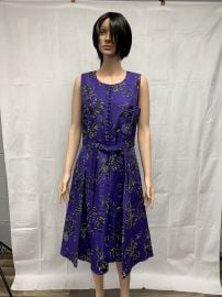 Oscar De La Renta Womens Purple Floral A-Line Dress Size 10 Lined Belt 42” Long at eBay