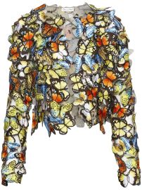 Oscar De La Renta butterfly-appliquxE9 Cropped Jacket - at Farfetch