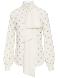 Oscar De La Renta crystal-embellished tie-neck Blouse White at Farfetch