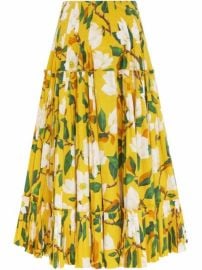 Oscar De La Renta floral-print Cotton Pleated Skirt  - at Farfetch