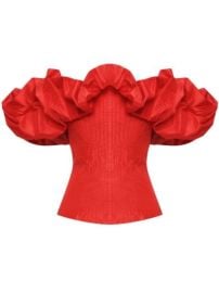 Oscar De La Renta off-shoulder ruffle-sleeve Silk Blouse - at Farfetch