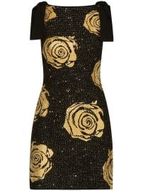 Oscar De La Renta rose-motif Foiled Mini Dress Black at Farfetch