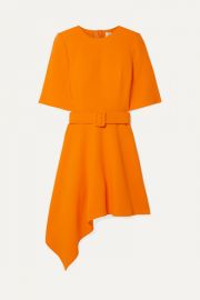 Oscar de la Renta - Asymmetric wool-blend crepe mini dress at Net A Porter