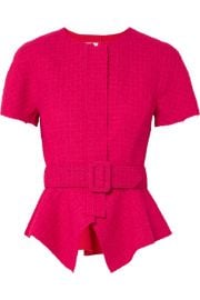 Oscar de la Renta - Belted wool-blend tweed peplum jacket at Net A Porter