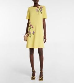 Oscar de la Renta - Embroidered wool-blend T-shirt dress at Mytheresa