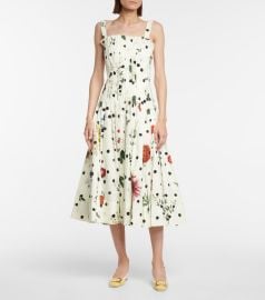 Oscar de la Renta - Floral pleated cotton maxi dress at Mytheresa