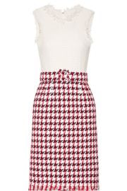 Oscar de la Renta   Fringed houndstooth cotton-blend tweed dress at Net A Porter