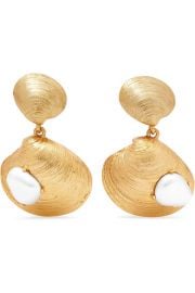 Oscar de la Renta - Gold-tone faux pearl clip earrings at Net A Porter