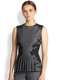 Oscar de la Renta - Lace Appliquand233 Pinstripe Top at Saks Fifth Avenue